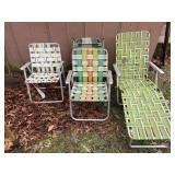 VINTAGE ALUMINUM LAWN CHAIRS - SET OF 3, WOVEN