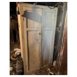 VINTAGE WOOD CABINET - TWO-DOOR, THREE SHELVES,