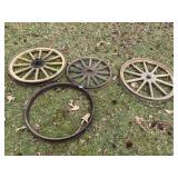 ANTIQUE WAGON WHEELS - ASSORTED, 26IN-28IN DIA,