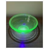 VASELINE GLASS BOWL W/ FLUORESCENT GLOW, APPROX 7