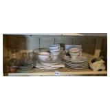 ASSORTED DINNERWARE - HAND-PAINTED CERAMIC CUPS,