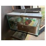 VINTAGE GLASS AQUARIUM W/ METAL PERFORATED TOP
