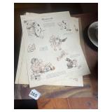 KEWPIE ILLUSTRATION PAGES & FLORAL PRINT.