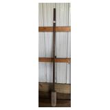 VINTAGE WOOD HANDLE GARDEN TOOL - LONG SHAFT W/