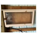 VINTAGE WOOD WALL CABINET - GLASS FRONT DOOR,