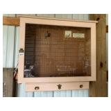VINTAGE PEGBOARD DISPLAY CABINET - CREAM PAINTED