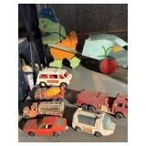ASSORTED VINTAGE TOY CARS & WOODEN PULL TOYS. 60S