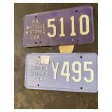 2 PURPLE HISTORIC VEHICLE PLATES