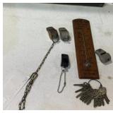 KEYS AND VINTAGE THERMOMETER