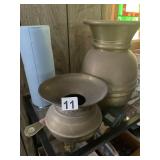 BRASS SPITTOON & PITCHER - VINTAGE METALWARE, TWO