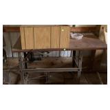 WOOD TOP WORK TABLE WITH SEWING MACHINE