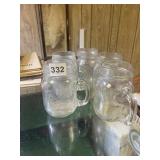 BALL MASON JAR MUGS, 5 PCS, EMBOSSED.