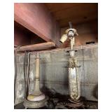 OIL LAMPS, MILK GLASS SHADE, 2 BULB LAMP