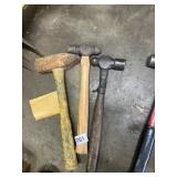 ASSORTED HAND TOOLS - BALL PEEN HAMMER, WOODEN