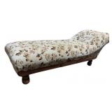 FLORAL UPHOLSTERED CHAISE LOUNGE, 28W 25H 74L.