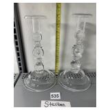 PAIR OF STEUBEN CRYSTAL CANDLESTICKS