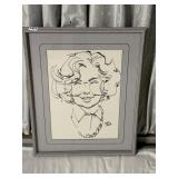 SIGNED SKETCH, FRAMED, 23.5X18.5 IN.