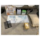 WOOD SIGNS, TISSUE BOX COVER, DUSTING CLOTHS,