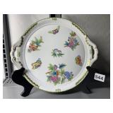 HEREND BUTTERFLY HAND PAINTED DOUBLE HANDLED DISH