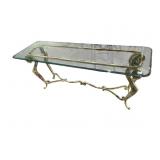 WROUGHT IRON GLASS TOP CONSOLE TABLE