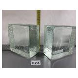 MCM GLASS BLOCK BOOKENDS