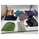 ASSORTED SCARVES, BEANIE & GLOVES.