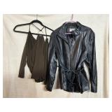 Y2K TOP & LEATHER JACKET, LARGE, SEE PHOTOS FOR