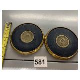 UNION CARBIDE SOLID BRASS COASTERS