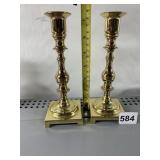 BRASS CANDLESTICKS, 9 IN