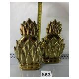 GOLD-TONE PINEAPPLE BOOKENDS