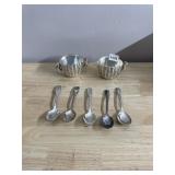 SILVER-TONE DRAGON VESSELS, SOUVENIR SPOONS.