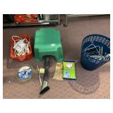 PLASTIC STEP STOOL, WASTE BASKET, BASKETS,