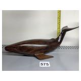 CARVED WOODEN WHALE FIGURINE, 5.5IN H SEE DAMAGE