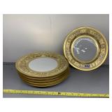 D&C FRANCE GOLD DECORATED PLATES, 9.5 IN DIA.