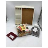 WALL ORGANIZER, CASIO CALCULATOR, PAPER ROLLS,