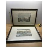 2 FRAMED VENETIAN ENGRAVINGS 26.5X21 IN.