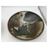 HAND-THROWN POTTERY BOWL, 13IN.
