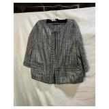 ST. JOHN COUTURE SKIRT SUIT, SIZE 14, SMALL HOLES