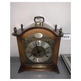 EMPEROR BRASS & WOOD MANTEL CLOCK