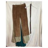 VINTAGE MEN'S PANTS, LEATHER BELT, NEED CLEANED