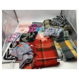 ASSORTED FABRIC SCARVES.