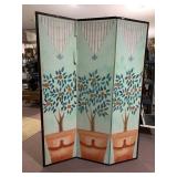 ROOM DIVIDER FOLDING SCREEN, PAINTED ORANGE TREE,