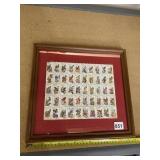 FRAMED USA POSTAGE STAMPS, 17.5IN H.