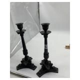 PATINATED METAL CANDLESTICK PR, APPROX 12.5 IN