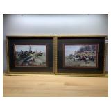 2 FRAMED FOX HUNTING PRINTS, 22.5X16IN.