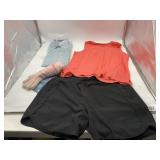 CHAMPION TOP, BALEAF SHORTS, COLLARED SHIRT,