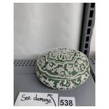 GREEN & WHITE VINTAGE COVERED BOX