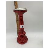 INDIA COMPANY RED GLASS CANDLESTICK, APPROX 11IN.