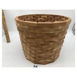 WOOD SLAT WASTE BASKET, 12 IN H.