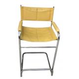 VINTAGE CHROME AND GOLD LEATHER BAR CHAIR WITH